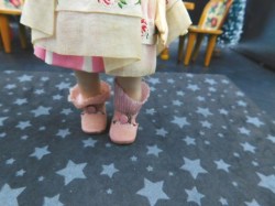 ginny blonde pink stripe shoes